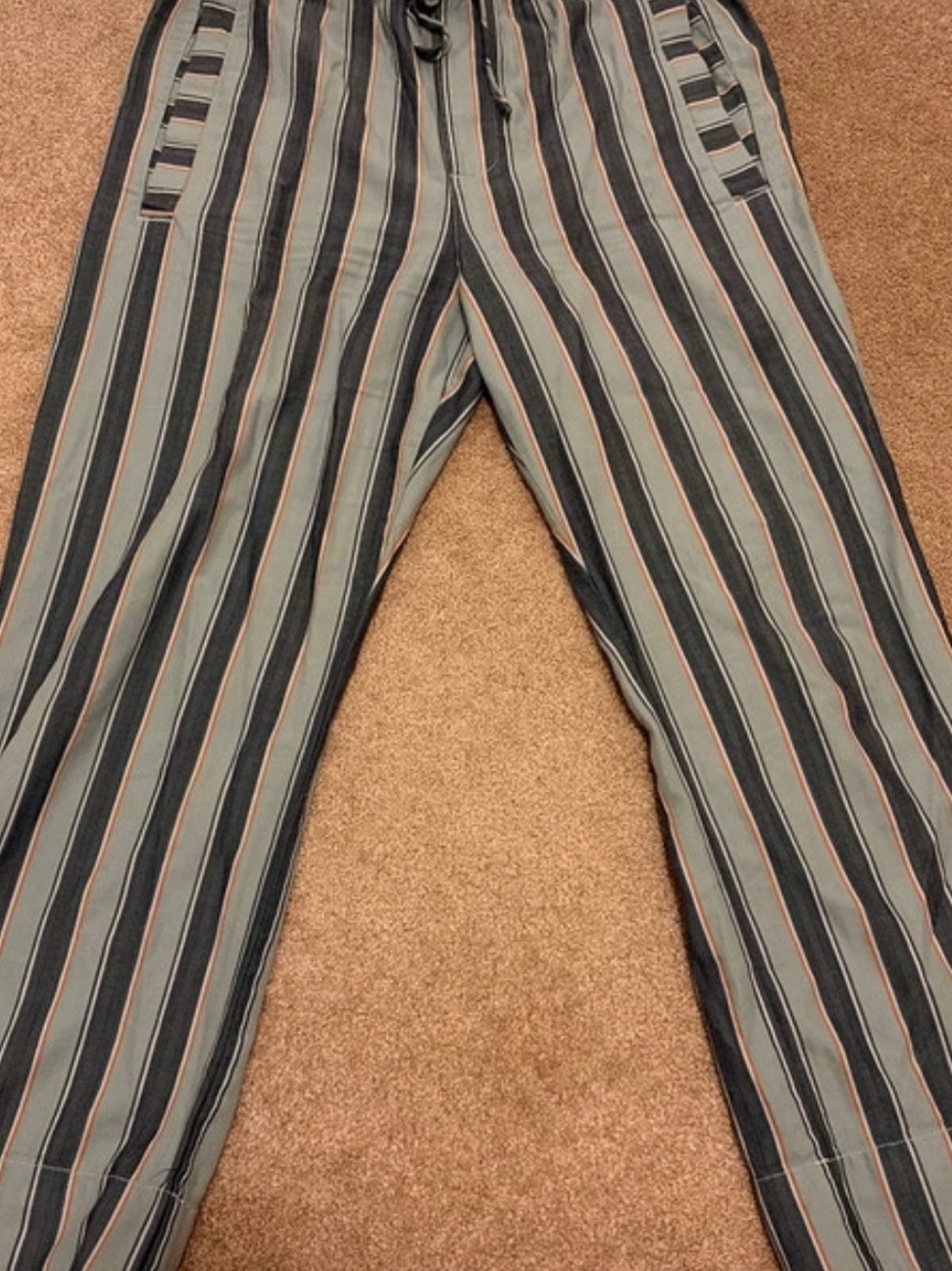 Free People Vertical Stripe Wide-Leg Tie-Waist Pants - Blue/Gray - Picture 2 of 6